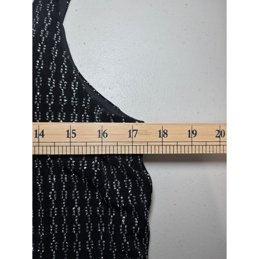 Alex Evenings Beaded Formal Gown Size 12 Black Silver‎ Spaghetti Strap Maxi - Picture 10 of 13